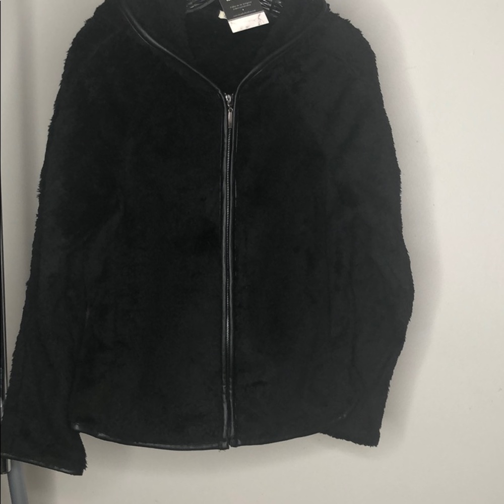 BLACK ZIP UP HOODIE JACKET - Picture 1 of 7